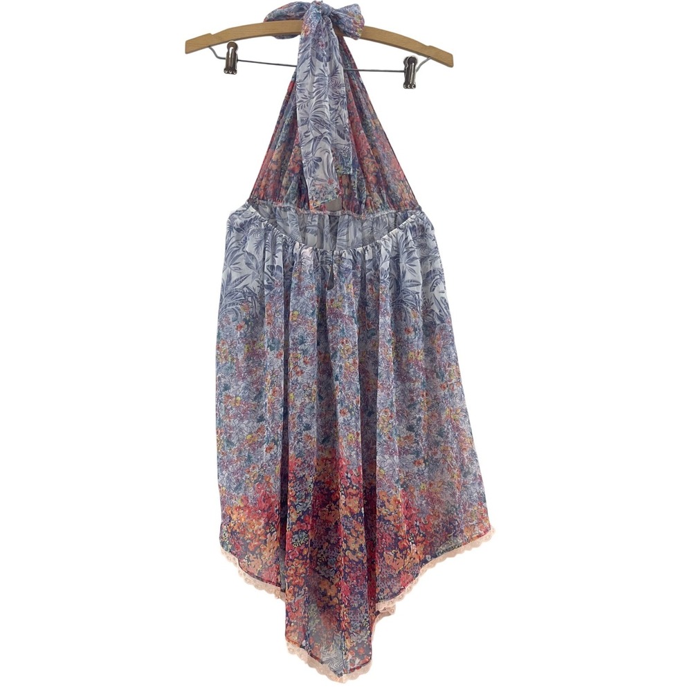 Vintage Victoria's Secret Babydoll Dress M Sheer Floral Halter Coquette Fairy - Picture 4 of 16